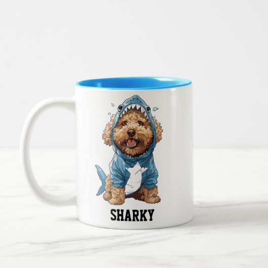 Tasse 2 Couleurs Cute Goldendoodle Requin (Gauche)