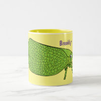 Cute green leaf hopper insect cartoon illustration