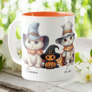 Tasse 2 Couleurs Cute Halloween 3 Chats Orange Cape Personnalisé