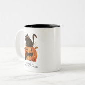 Tasse 2 Couleurs Cute Halloween Chat Personnalisé (Devant gauche)