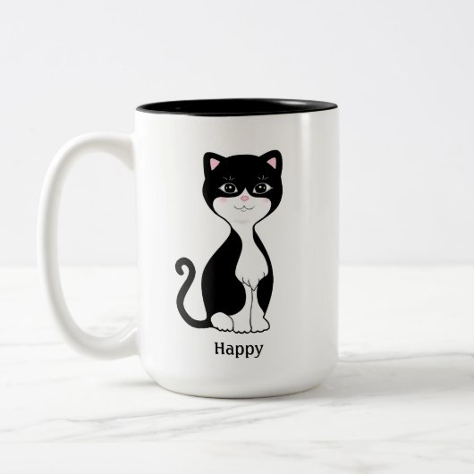 Tasse 2 Couleurs Cute Happy Tuxedo Chat (Gauche)