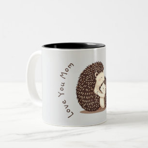 Tasse 2 Couleurs Cute Hedgehogs Message personnalisé de la fête des