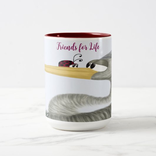 Tasse 2 Couleurs Cute Heron et Ladybug (Centre)