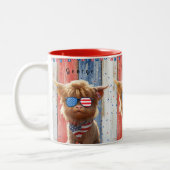 Tasse 2 Couleurs Cute Highland Cow Patriotic États-Unis Drapeau lun (Gauche)
