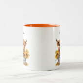 Tasse 2 Couleurs Cute Highland Cow Sunflowers Custom (Centre)