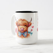 Tasse 2 Couleurs Cute Highland Cow Valentine (Devant gauche)