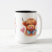 Tasse 2 Couleurs Cute Highland Cow Valentine (Devant droit)