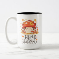 Cute kawaii Champignon Bonjour Automne