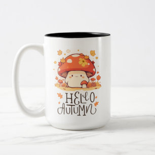 Tasse 2 Couleurs Cute kawaii Champignon Bonjour Automne