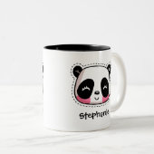 Tasse 2 Couleurs Cute Kawaii Panda Bear avec nom personnalisé (Devant droit)