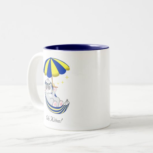 Tasse 2 Couleurs Cute Kitty Chat à Hammock (Devant gauche)