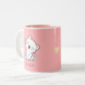 Tasse 2 Couleurs Cute Kitty Chat & Coeur en rose (Devant gauche)