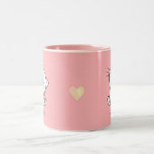 Tasse 2 Couleurs Cute Kitty Chat & Coeur en rose (Centre)