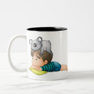 Tasse 2 Couleurs Cute koala jouer avec beau garçon Australie