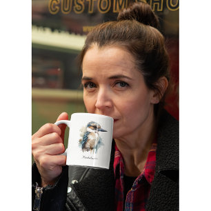 Tasse 2 Couleurs Cute Kookaburra sur une branche, personnalisé