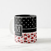 Tasse 2 Couleurs Cute Ladybugs Polka Dot Monogram (Devant gauche)