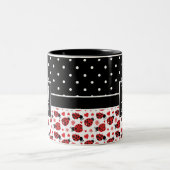 Tasse 2 Couleurs Cute Ladybugs Polka Dot Monogram (Centre)