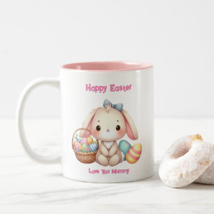 Tasse 2 Couleurs Cute Lapin Pâques Girly Rose Personnalisable