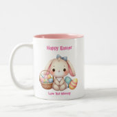 Tasse 2 Couleurs Cute Lapin Pâques Girly Rose Personnalisable (Gauche)