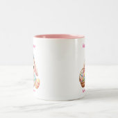 Tasse 2 Couleurs Cute Lapin Pâques Girly Rose Personnalisable (Centre)