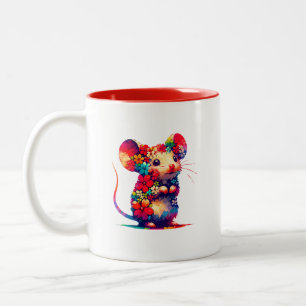 Tasse 2 Couleurs Cute Little Floral Squeak Souris ! Squeak !