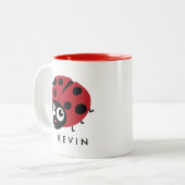 Tasse 2 Couleurs Cute Little Red Ladybug Personnalisé (Devant gauche)