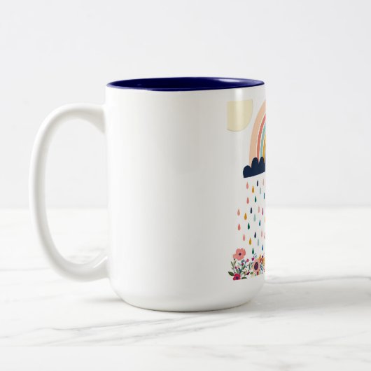 Tasse 2 Couleurs Cute Llama Arc-en-ciel Monogramme initial (Gauche)