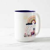 Tasse 2 Couleurs Cute Llama Arc-en-ciel Monogramme initial (Devant droit)