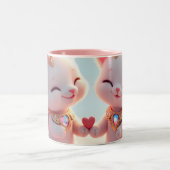 Tasse 2 Couleurs Cute Love Cats (Centre)