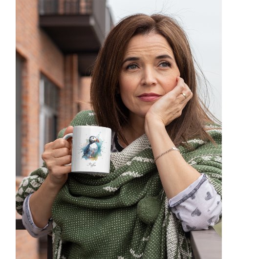 Tasse 2 Couleurs Cute macaron en bleu aquarelle