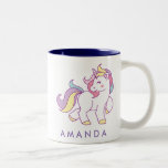 Tasse 2 Couleurs Cute Magique Unicorn couleur pastel Personnalisé<br><div class="desc">Mug personnalisé avec une mignonne licorne magique en couleur pastel sur arrière - plan blanc. Design sympa et amusant pour une fille qui aime les licornes et les poneys magiques. Cadeau monogrammé personnalisé. Personnalisez-le en ajoutant votre nom ou votre texte personnalisé - Utilisez le bouton customiser ou modifier. Design sympa...</div>