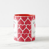 Tasse 2 Couleurs Cute Modern Red Hearts Valentine Days Cadeau (Centre)