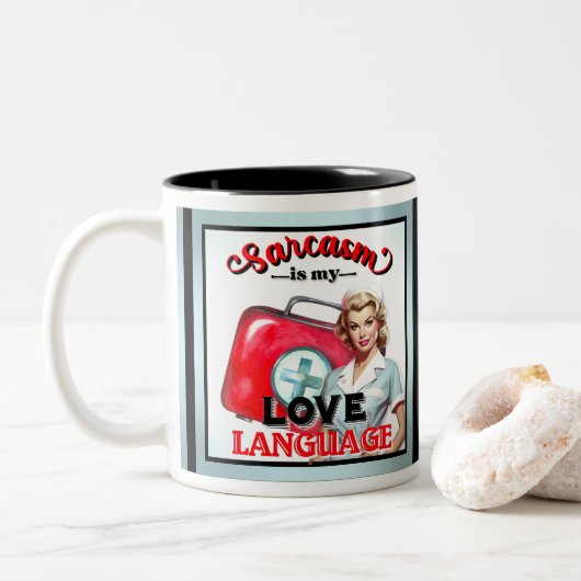 Tasse 2 Couleurs Cute Nurse Pinup_ Love (Avec donut)
