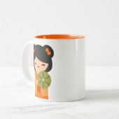 Tasse 2 Couleurs Cute orange Kokeshi poupées japonaises (Devant gauche)