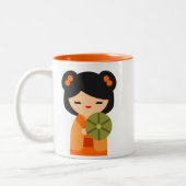 Tasse 2 Couleurs Cute orange Kokeshi poupées japonaises (Gauche)