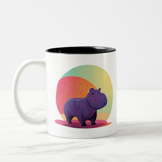 Tasse 2 Couleurs Cute painted hippo (Gauche)
