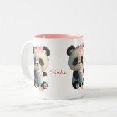 Tasse 2 Couleurs Cute Panda personnalisée (Devant gauche)