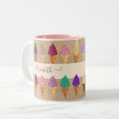 Tasse 2 Couleurs Cute Pastel Aquarelle Crème de glace Funky Nom per (Devant gauche)