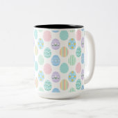 Tasse 2 Couleurs Cute Pastel Easter Eggs Pattern  (Devant droit)