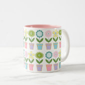 Tasse 2 Couleurs Cute Pastel Flower Pots Pattern (Devant droit)