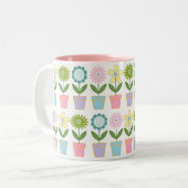 Tasse 2 Couleurs Cute Pastel Flower Pots Pattern (Devant gauche)