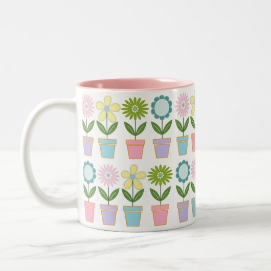 Tasse 2 Couleurs Cute Pastel Flower Pots Pattern (Gauche)
