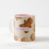 Tasse 2 Couleurs Cute Pastel personnalisé Gingerbread Cookie (Devant gauche)