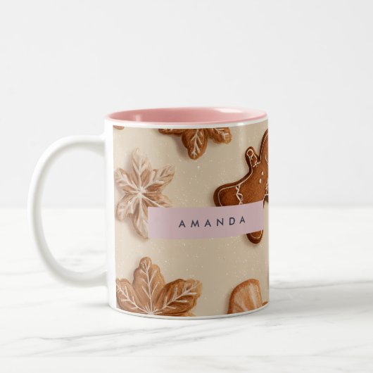 Tasse 2 Couleurs Cute Pastel personnalisé Gingerbread Cookie (Gauche)