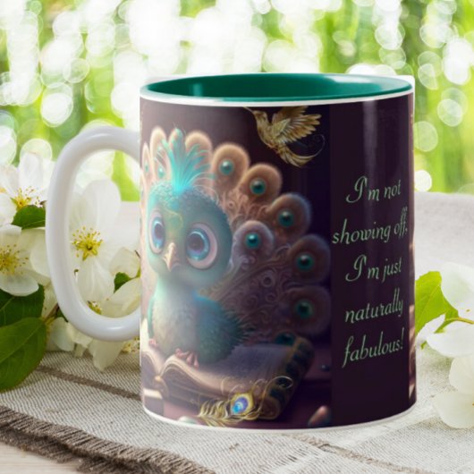 Tasse 2 Couleurs Cute Peacock Funny Naturellement Fabuleux Devis Pe