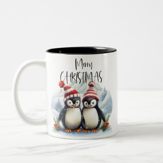 Tasse 2 Couleurs Cute Penguin /Joyeux Noël (Gauche)
