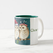 Tasse 2 Couleurs Cute Père Noël Owls (Devant droit)