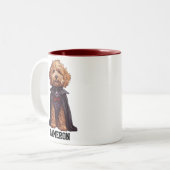 Tasse 2 Couleurs Cute Personnalisé Dracula Goldendoodle (Devant gauche)