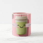 Tasse 2 Couleurs Cute personnalisée Kawaii Pastel Smoothie Matcha (Centre)