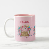 Tasse 2 Couleurs Cute Pink Fluffy Sock Monster Kids Design (Gauche)